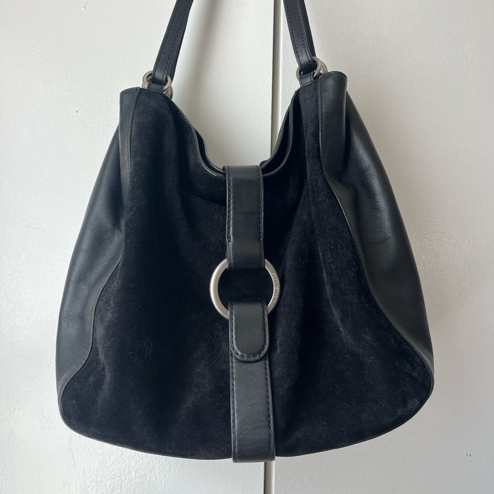 Michael Kors Quincy Black Leather Suede Handbag
